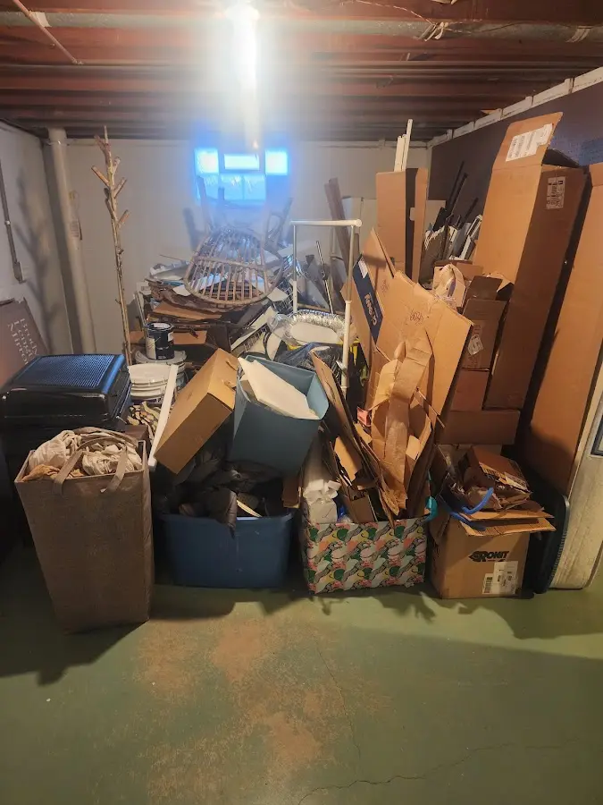 Roll-off dumpster container at job site for 6 Yard Dumpster Rental in Hubbard